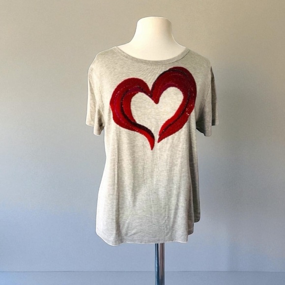 New! MARC JACOBS SEQUIN HEART T-SHIRT SIZE 6 - Picture 1 of 12